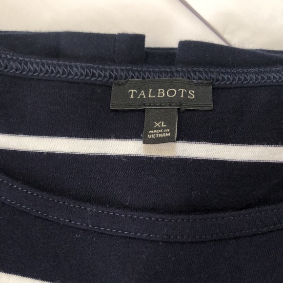 Talbots Navy White Striped Tee - Picture 5 of 7
